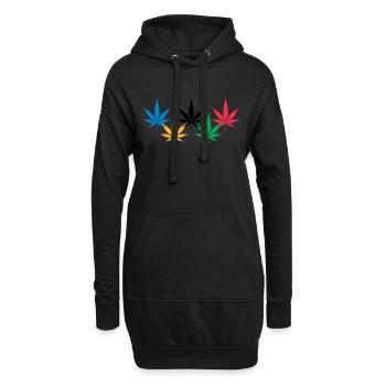 Feuille de chanvre - Sweat-shirt à capuche long Femme - noir - Devant