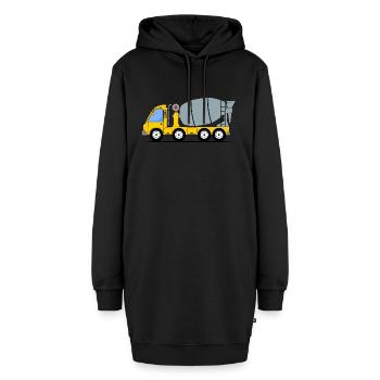Betonmischer gelb - Hoodie-Kleid - Schwarz - Vorne - AI Model Female 172 light (172cm)