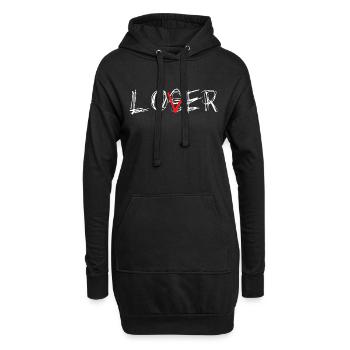 Loser Liebhaber - Hoodie-Kleid - Schwarz - Vorne