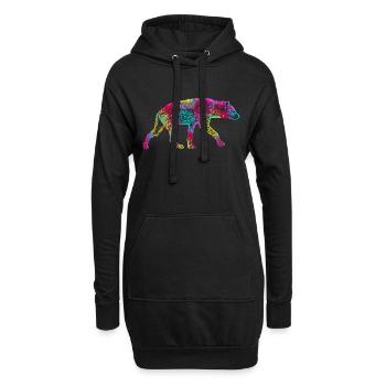 Colorful hyena - Hoodie Dress - black - Front