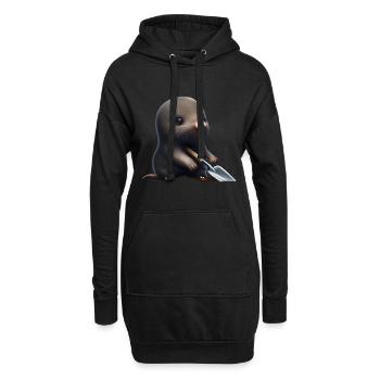 Niedlicher Maulwurf mit Schaufel - Hoodie-Kleid - Schwarz - Vorne