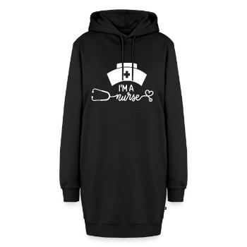 Je suis fière d’être infirmière ich bin stolze Krankenschwerster - Sweat-shirt à capuche long Femme - noir - Devant
