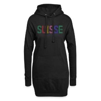 SUISSE. PAYS. GENEVE. HUMOUR. DRAPEAU. GENEVE - Sweat-shirt à capuche long Femme - noir - Devant