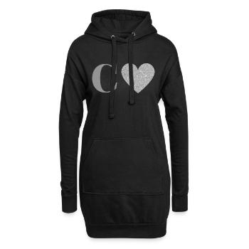 Buchstabe c silbernes Herz - Hoodie-Kleid - Schwarz - Vorne