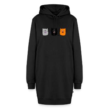Katzenkonzert (b) - Hoodie-Kleid - Schwarz - Vorne - AI Model Female 172 light (172cm)