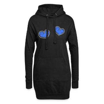 Herzen blau - Hoodie-Kleid - Schwarz - Vorne