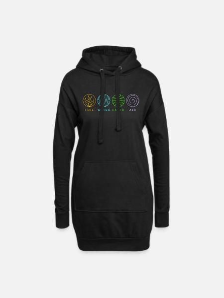 4 Elemente - Hoodie-Kleid - Schwarz
