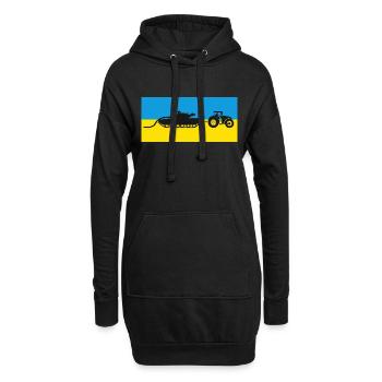 Tracteur ukrainien tirant un char. - Sweat-shirt à capuche long Femme - noir - Devant