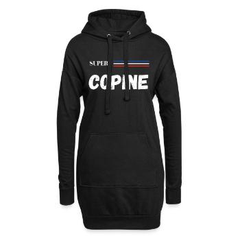 super copine - t-shirt assorti - Sweat-shirt à capuche long Femme - noir - Devant