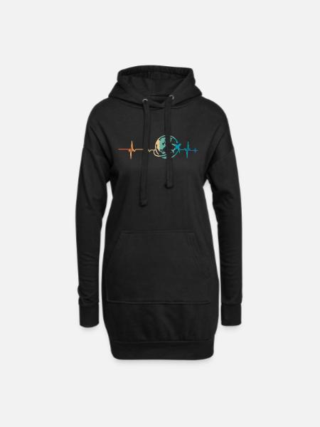 battement de cœur voyage - Sweat-shirt à capuche long Femme - noir