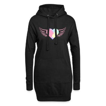 Pastellfarbenes Herz mit Flügeln - ApriNoeScor - Hoodie-Kleid - Schwarz - Vorne