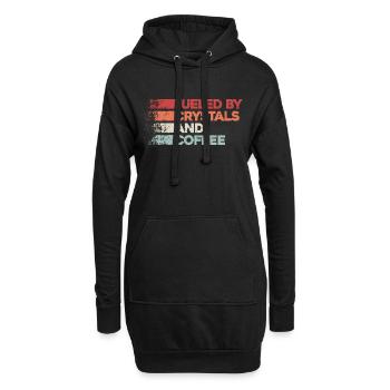 Energie durch Kristalle und Kaffee - Hoodie-Kleid - Schwarz - Vorne