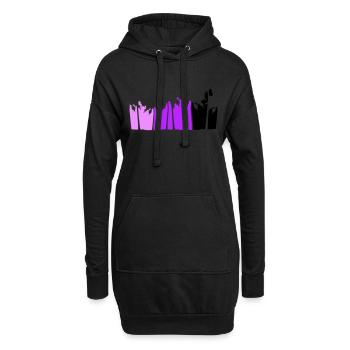 Palmen Insel Bäume Strand Urlaub Streifen Meer - Hoodie-Kleid - Schwarz - Vorne