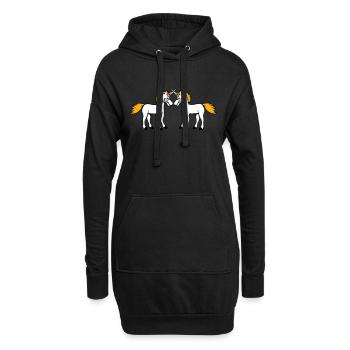 2 Einhörner Kampf Böse Wütend Angriff Duell Team - Hoodie-Kleid - Schwarz - Vorne