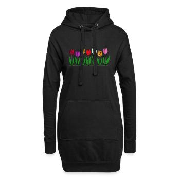 Tulpen, Blumen, Frühling - Hoodie-Kleid - Schwarz - Vorne
