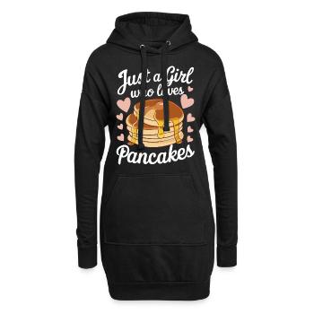 Pancakes Frühstück Essen Pancake - Hoodie-Kleid - Schwarz - Vorne