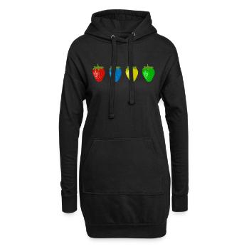 Bunte Erdbeeren - Hoodie-Kleid - Schwarz - Vorne