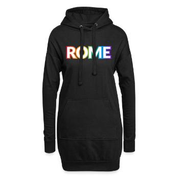 Texte arc-en-ciel ROME PRIDE - Sweat-shirt à capuche long Femme - noir - Devant