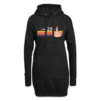 Ich bin 28 + 1 Mittelfinger-Shirt Ich bin 28 plus, - Hoodie-Kleid - Schwarz - Vorne