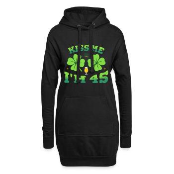 Küss mich Ich bin fünfundvierzig St. Patrick's Day 2026 Bday - Hoodie-Kleid - Schwarz - Vorne