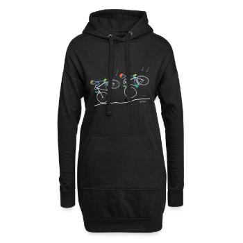 Rennrad Fahrad Fahren, lustige Strichmännnchen - Hoodie-Kleid - Schwarz - Vorne
