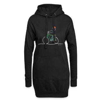 Fahrrad Strichmännnchen, Mobilität nachhaltig - Hoodie-Kleid - Schwarz - Vorne