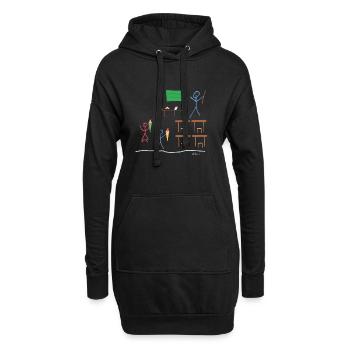 Schulanfang Strichmännnchen, Einschulung Kinder - Hoodie-Kleid - Schwarz - Vorne