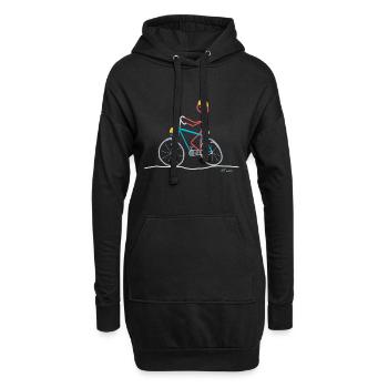 Fahrrad Fahrerin Strichmännchen Sport Bike Verkehr - Hoodie-Kleid - Schwarz - Vorne