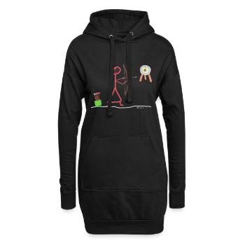 Bogenschießen Strichmännchen Strichfrau Sport - Hoodie-Kleid - Schwarz - Vorne