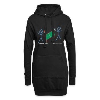 Tischtennis Strichmännchen Sport Ping Pong Spiel - Hoodie-Kleid - Schwarz - Vorne