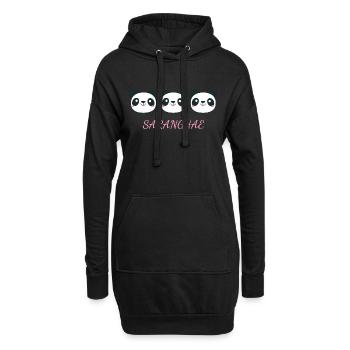 J’adore la langue coréenne - Sweat-shirt à capuche long Femme - noir - Devant