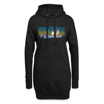 Segelboote - Hoodie-Kleid - Schwarz - Vorne