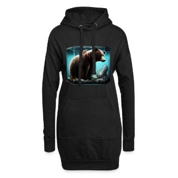 Ours dans l’aquarium - Sweat-shirt à capuche long Femme - noir - Devant