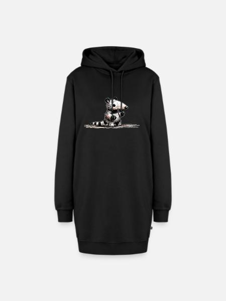 Nasenbär - Hoodie-Kleid - Schwarz