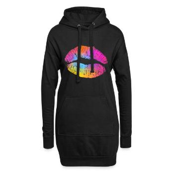 Aquarell Lippe - Hoodie-Kleid - Schwarz - Vorne