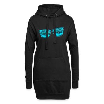 Sonnenbrille Sommer süß Happy Beach Ocean Surf - Hoodie-Kleid - Schwarz - Vorne