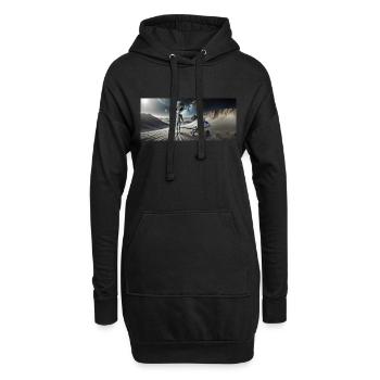 grey alien on the moon surface – kissing couple - Hoodie Dress - black - Front