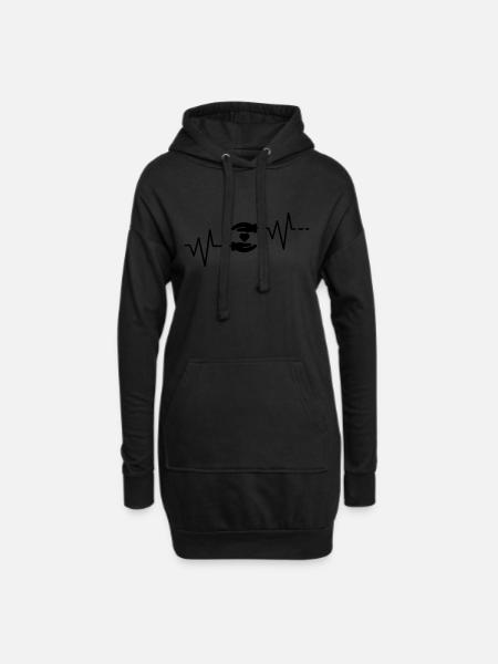Herzschlag - Hand in Hand Liebe Zusammenhalt Loyal - Hoodie-Kleid - Schwarz