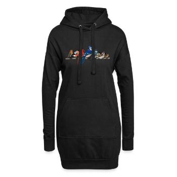 Bunte Vögel Zeichnung Vogelfreund Ornithologe - Hoodie-Kleid - Schwarz - Vorne