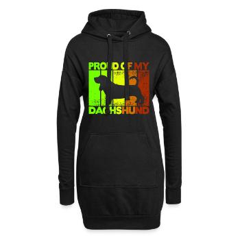 Fier de mon teckel - Sweat-shirt à capuche long Femme - noir - Devant