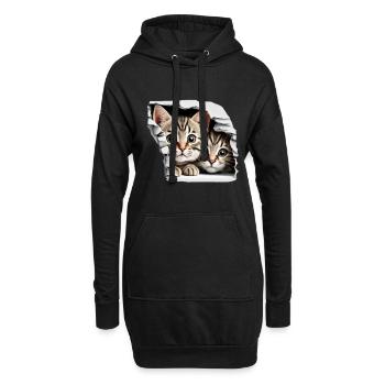 Adorable petit chats miaou Cadeaux drôles - Sweat-shirt à capuche long Femme - noir - Devant