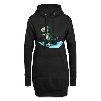 Surfer Dino - Hoodie-Kleid - Schwarz - Vorne
