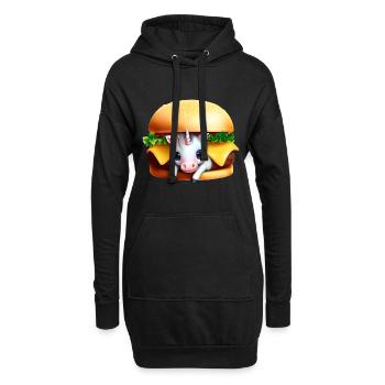 Einhorn Cheeseburger - Hoodie-Kleid - Schwarz - Vorne