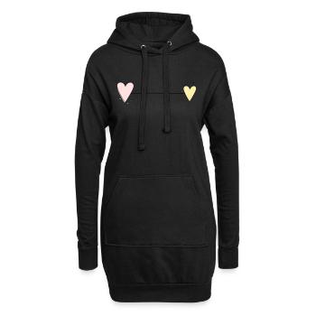 Herz Linie Horizontal - Hoodie-Kleid - Schwarz - Vorne