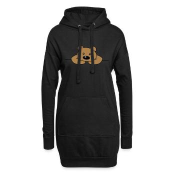 Mignon mignon mignon ours triste ours brun - Sweat-shirt à capuche long Femme - noir - Devant
