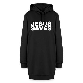 Jésus sauve - Sweat-shirt à capuche long Femme - noir - Devant