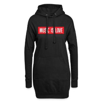 Music is love - Hoodie-Kleid - Schwarz - Vorne