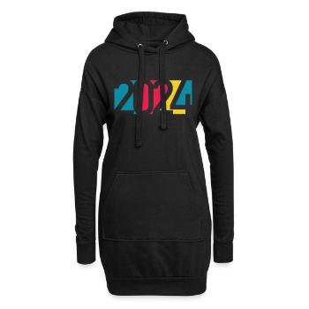 2024 happy new year Jahreszahl Datum Zahl Anno - Hoodie-Kleid - Schwarz - Vorne