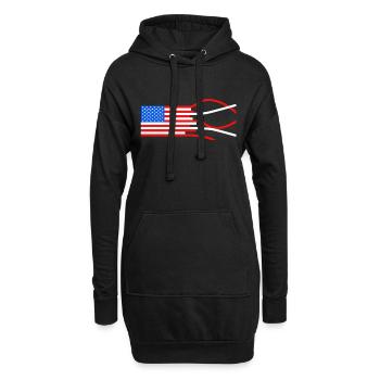 Étoiles et rayures - Sweat-shirt à capuche long Femme - noir - Devant
