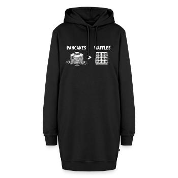 Pfannkuchen über Waffeln - Hoodie-Kleid - Schwarz - Vorne